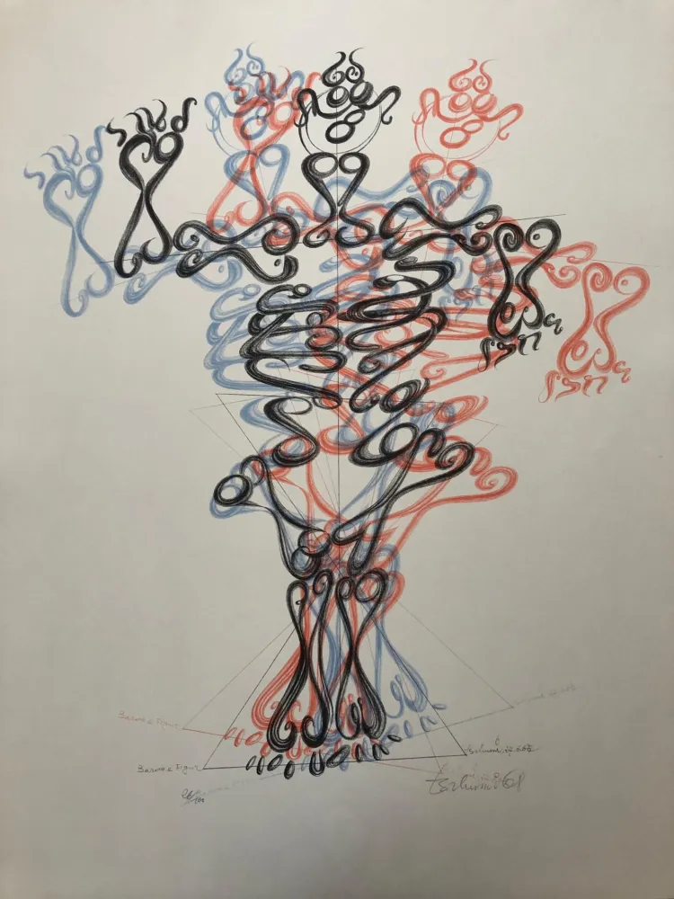 Lithografie Tschumi - Barocke Figur