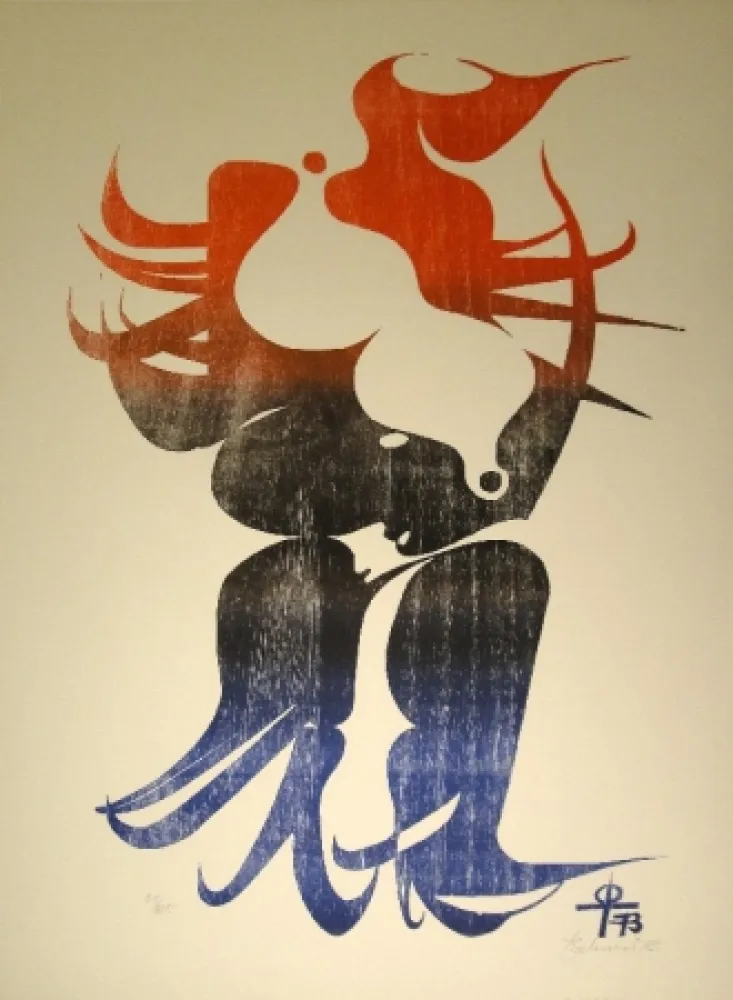 Lithografie Tschumi - Federfrau