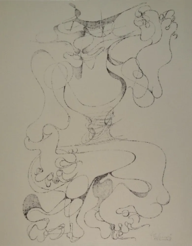 Lithografie Tschumi - Spielkatze