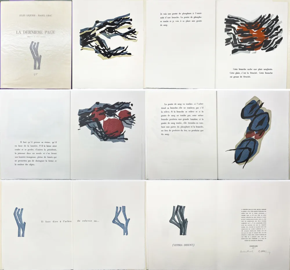 Geïllustreerd Boek Ubac - Jules Lequier : LA DERNIÈRE PAGE. Avec 9 lithographies originales de Raoul Ubac (1968). 
