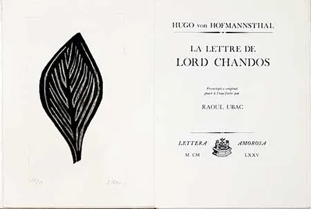 Geïllustreerd Boek Ubac - La lettre de Lord Chandos