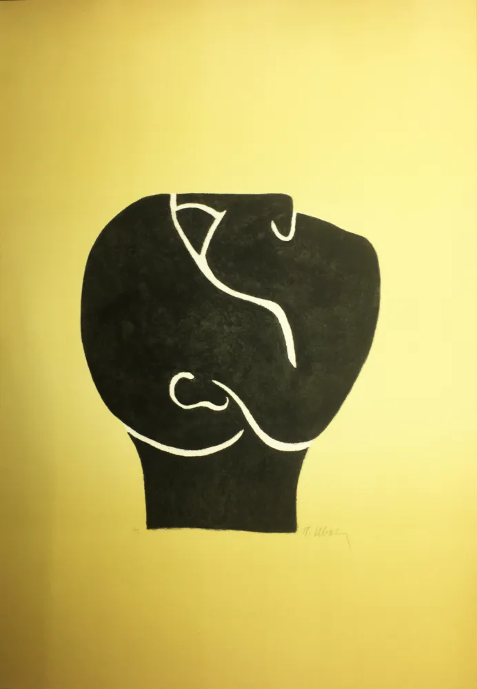 Lithografie Ubac - TÊTE LEVÉE . Lithograpie originale signée au crayon (1982).