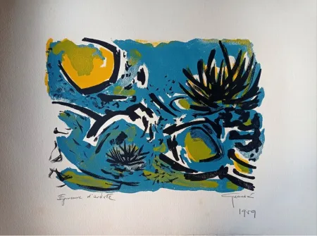 Lithografie Unknown - Antonio Guansé - Water Lilies, 1959, Hand-Signed  Lithograph