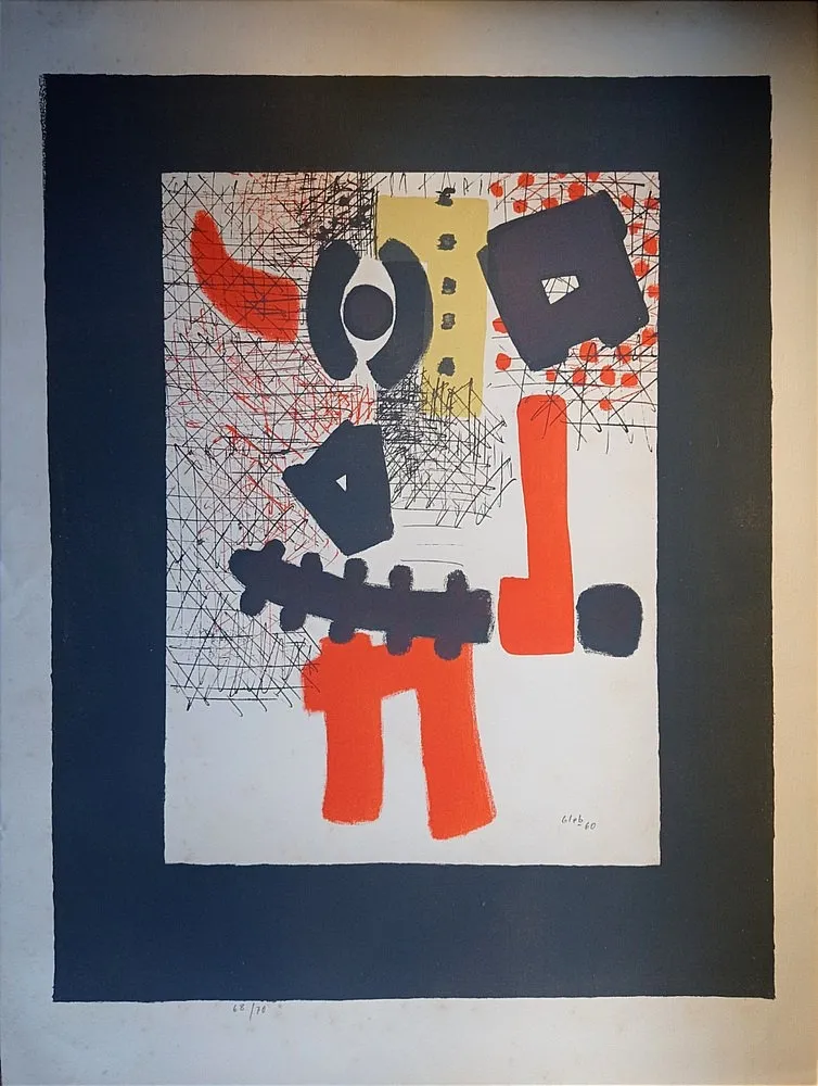 Lithografie Unknown - Thomas Gleb, Guerrier: Abstract Composition, 1959, Hand-Signed Lithograph,