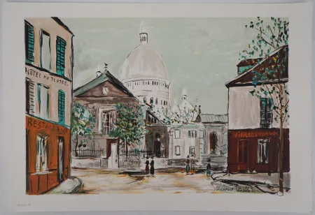 Lithografie Utrillo - Eglise Saint-Pierre, Place du Tertre à Montmartre