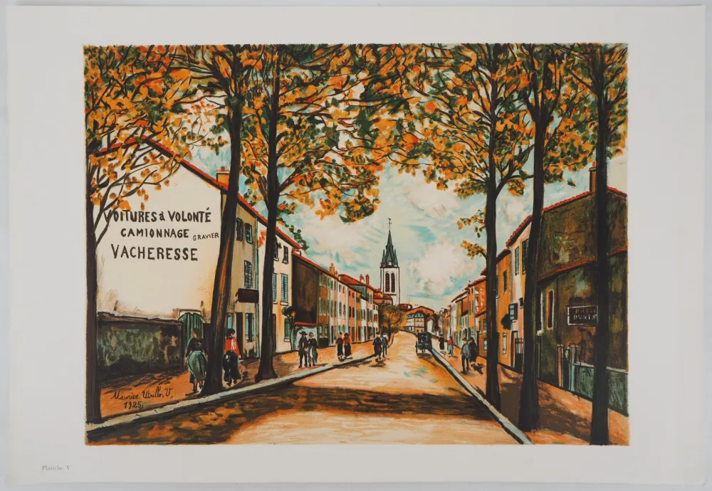 Lithografie Utrillo - La Vacheresse, route National à Anse (Rhône)