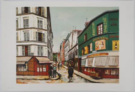 Lithografie Utrillo - Rue Seveste à Montmartre