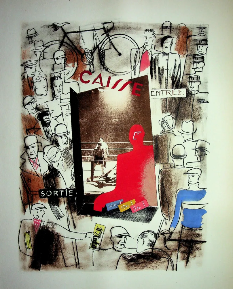 Lithografie Uzelac - Au stade, le spectacle du sport