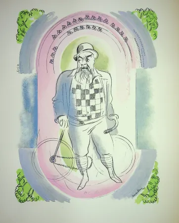 Lithografie Uzelac - Gentleman à Vélo