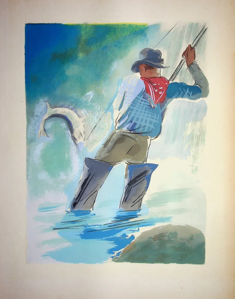 Lithografie Uzelac - La pêche sportive