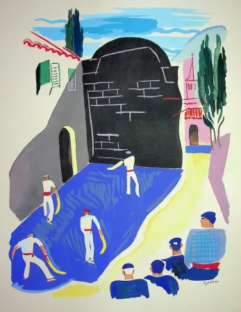 Lithografie Uzelac - La pelote Basque