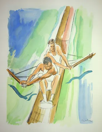 Lithografie Uzelac - L'aviron