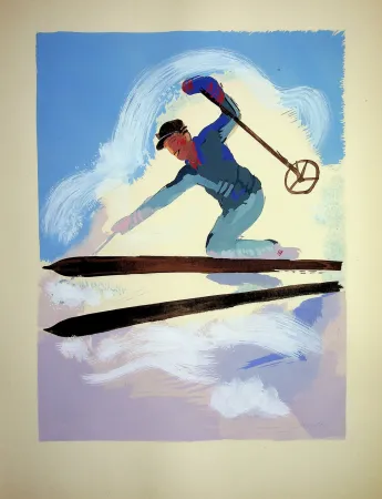 Lithografie Uzelac - Le ski