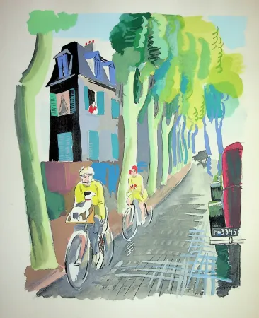Lithografie Uzelac - Vélo, les cyclistes