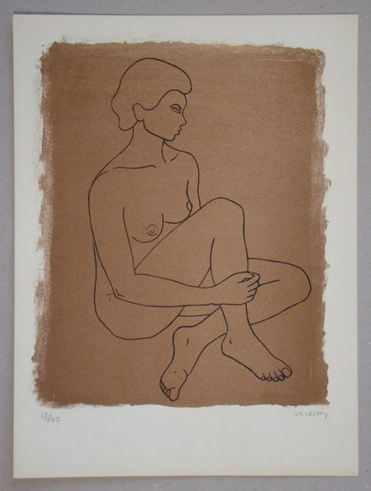 Lithografie Vacossin - Femme nue assise