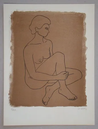 Lithografie Vacossin - Femme nue assise
