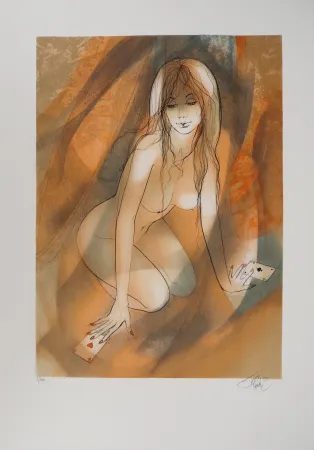 Lithografie Valadie - Brassens, Une Jolie Fleur