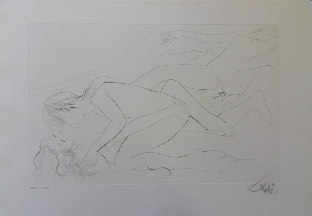 Gravure Valadie - Etreinte et attente