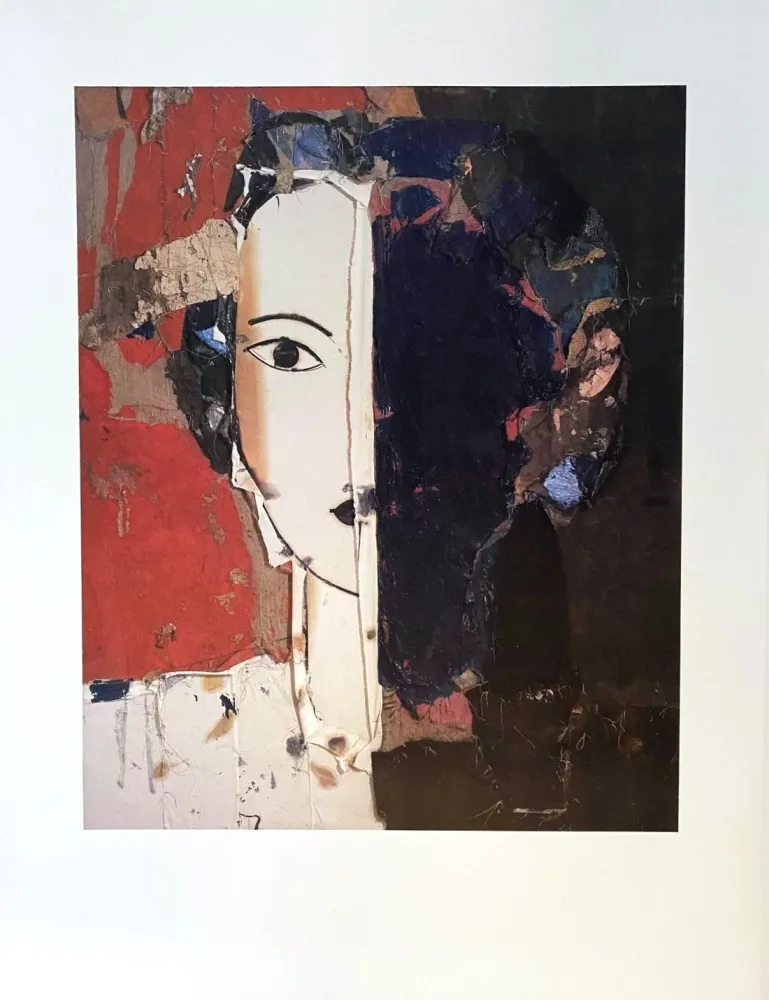 Poster Valdés - Retrato Con Medio Rostro Azul