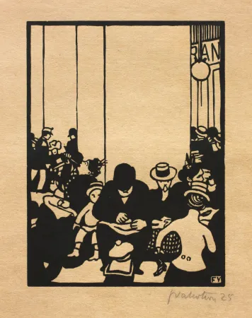 Houtsnede Vallotton - Cinq heures (L'Éxposition universelle)