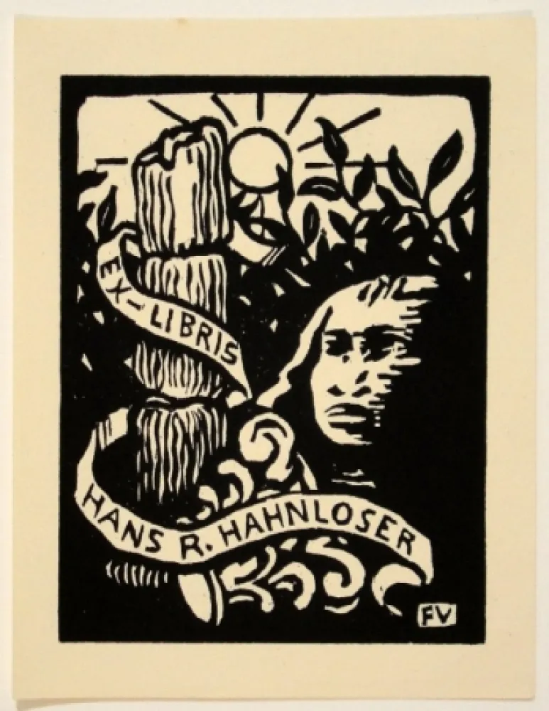 Houtsnede Vallotton - Ex-Libris Hans R. Hahnloser