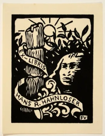 Houtsnede Vallotton - Ex-Libris Hans R. Hahnloser