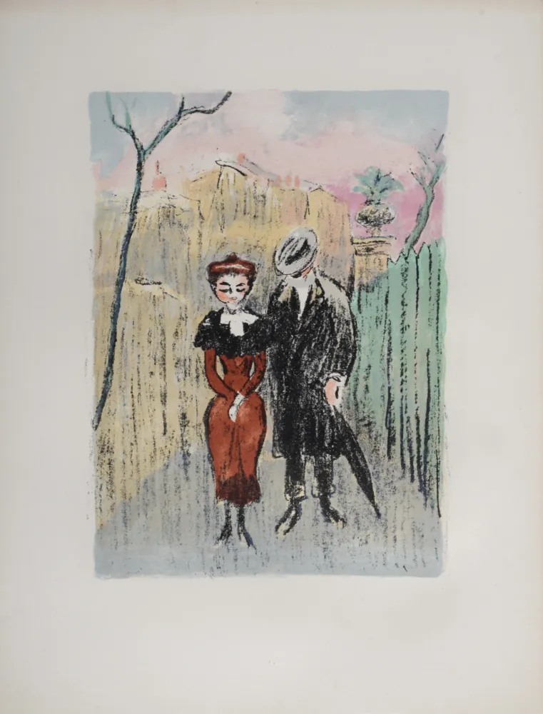 Lithografie Van Dongen - Au Beau Temps de la Butte : Les Amoureux, 1949