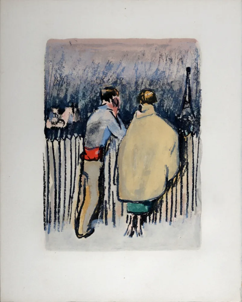 Lithografie Van Dongen - Comme dans Louise, les couples, du haut de la Butte, contemplaient Paris, 1949