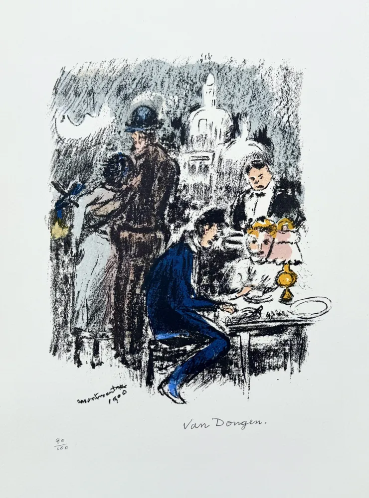 Lithografie Van Dongen -  Diner a Montmartre