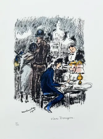 Lithografie Van Dongen -  Diner a Montmartre