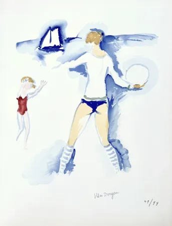 Lithografie Van Dongen -  Femme sur la Plage	