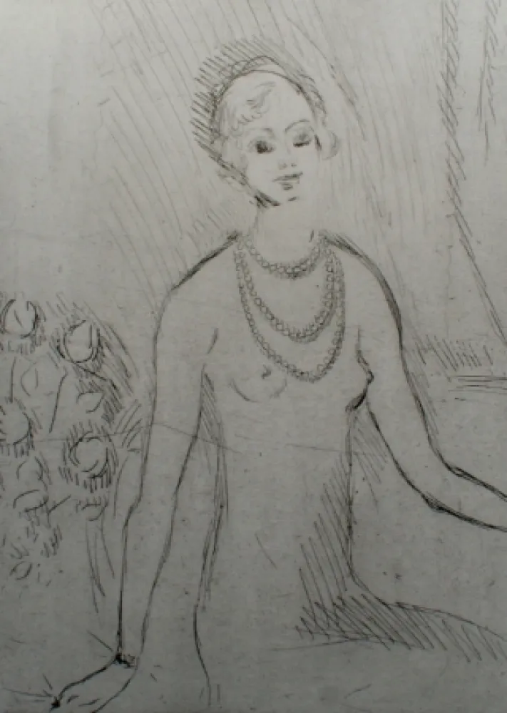 Gravure Van Dongen - Girl with a pearl necklaces