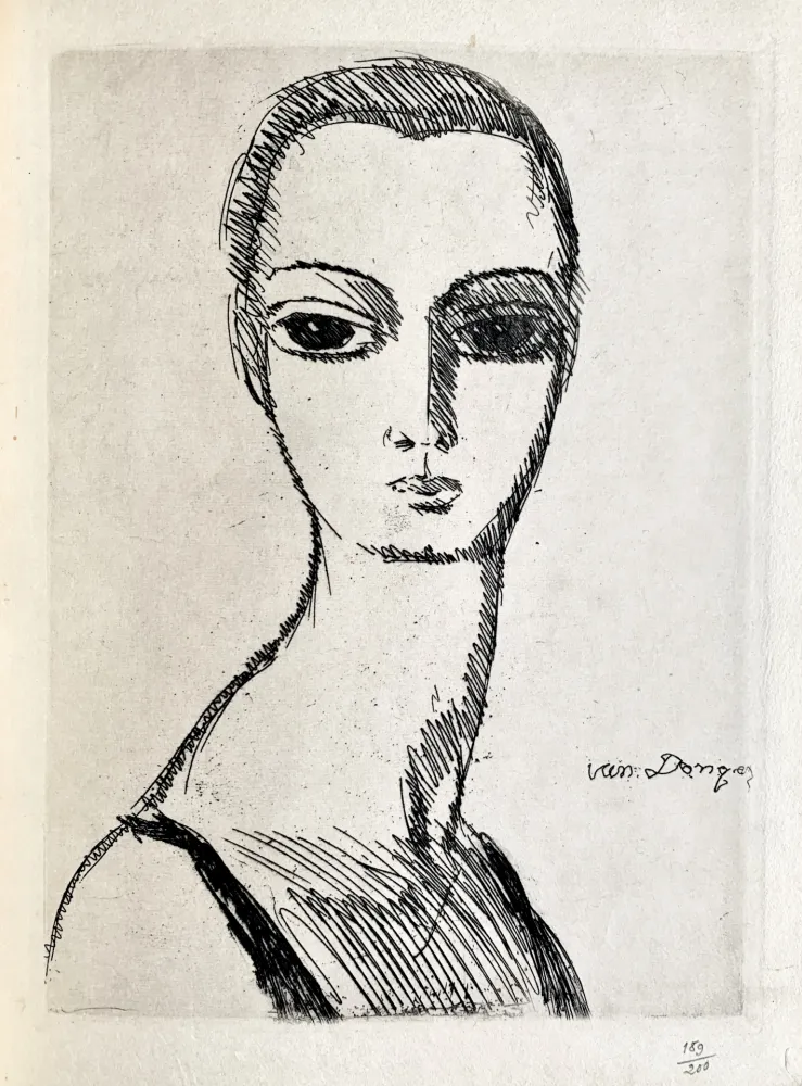 Gravure Van Dongen - Girl with swans neck