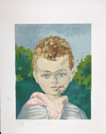 Lithografie Van Dongen - Jean Marie, la fleur aux lèvres, vers 1950