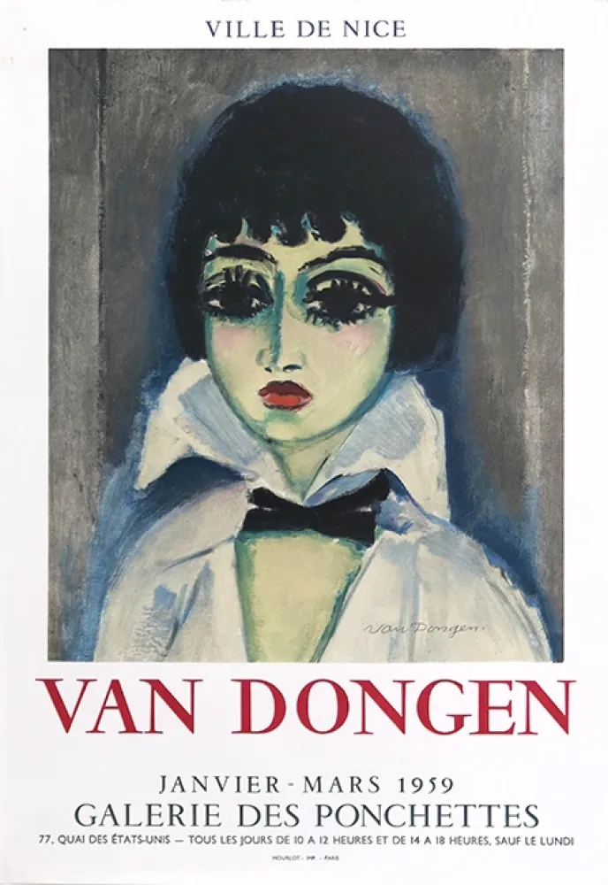 Lithografie Van Dongen - Kees Van Dongen (1877-1968). Affiche Galerie des Ponchettes. 1959. Lithographie.