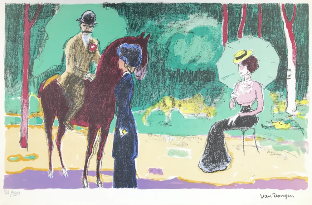 Lithografie Van Dongen - Meeting in the woods