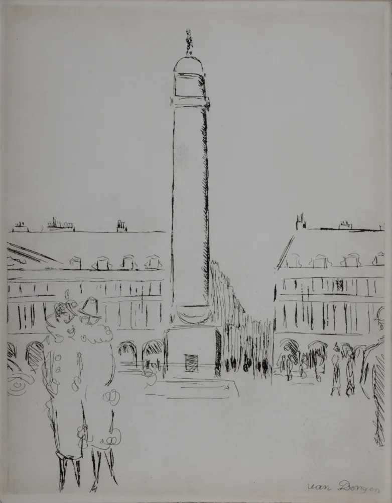 Gravure Van Dongen - Paris 1937 : Place Vendôme, 1937