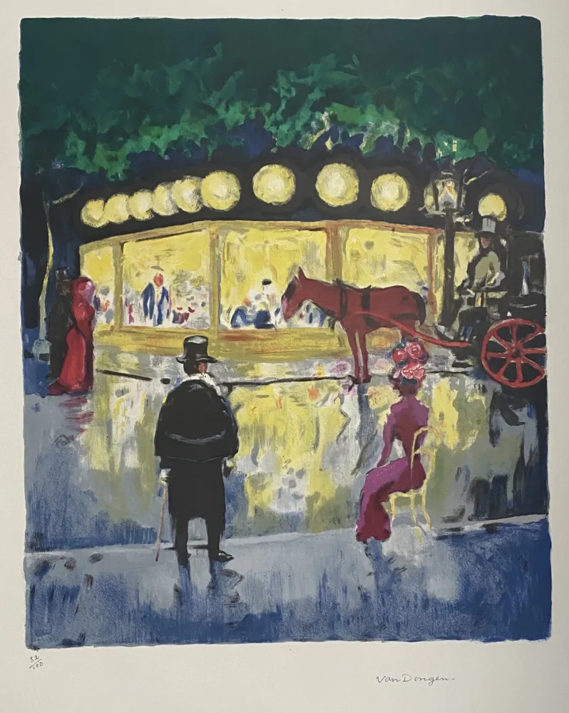 Lithografie Van Dongen - Paris Street Scene