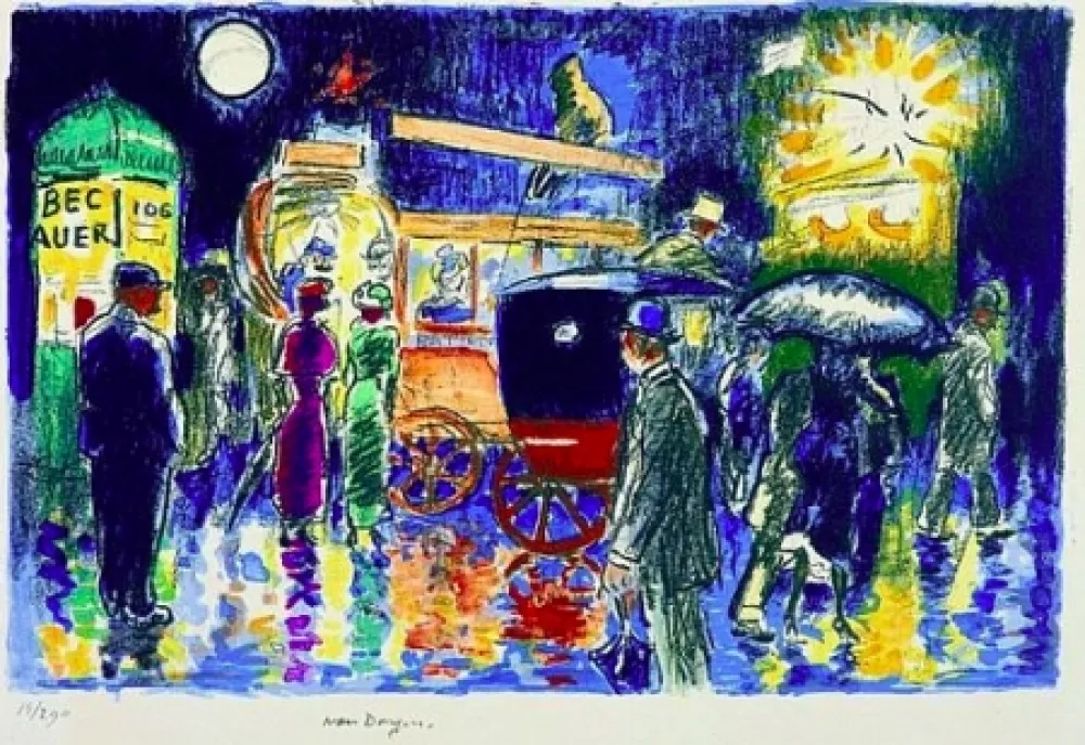 Lithografie Van Dongen - Place Pigalle by Night