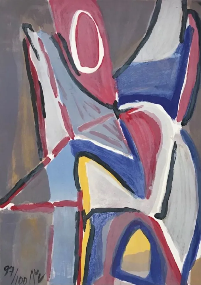 Lithografie Van Velde - Combat 