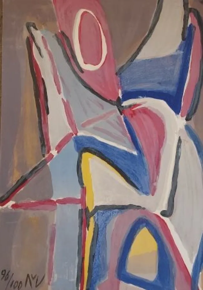 Lithografie Van Velde - Combat