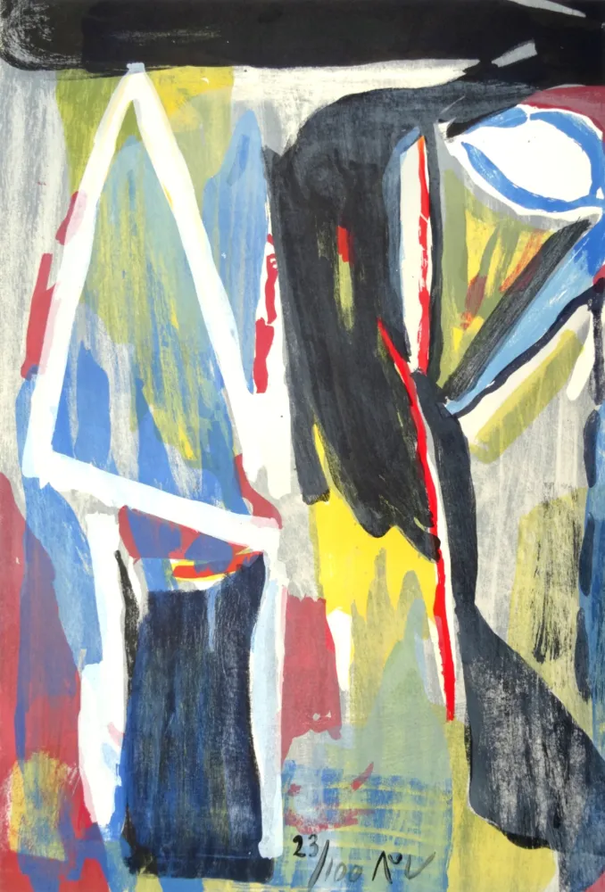Lithografie Van Velde - Composition 9 couleurs