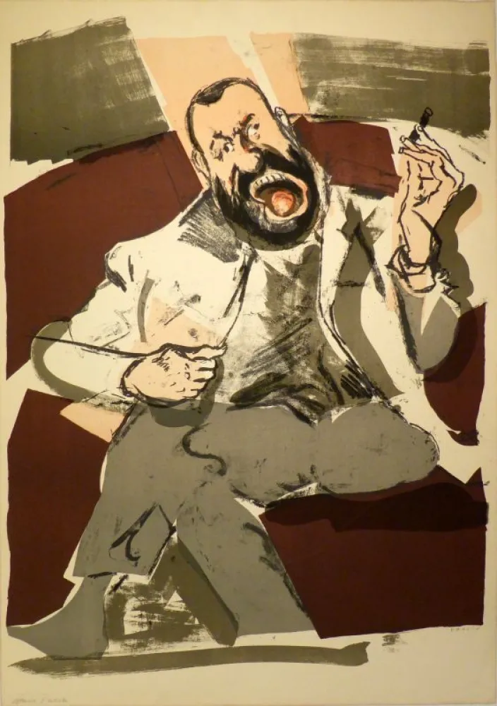 Lithografie Varlin (Guggenheim, Willy) - Portrait des Photographen Ernst Scheidegger