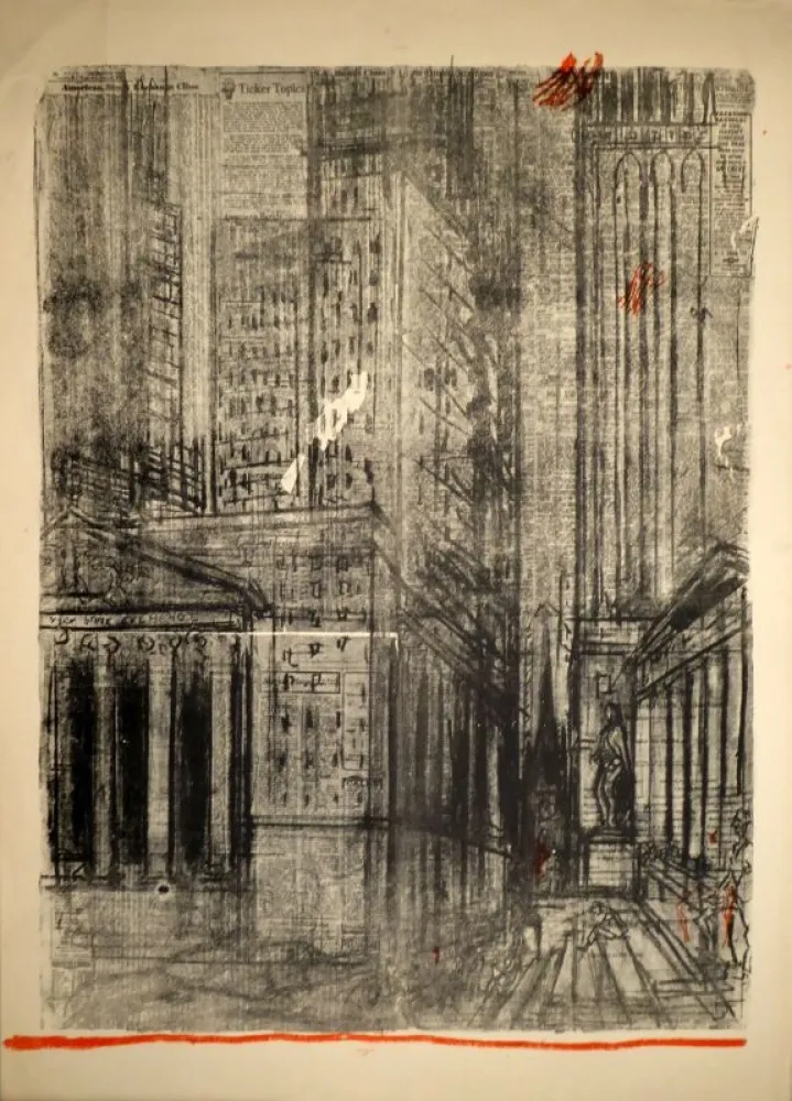 Lithografie Varlin (Guggenheim, Willy) - Wall-Street