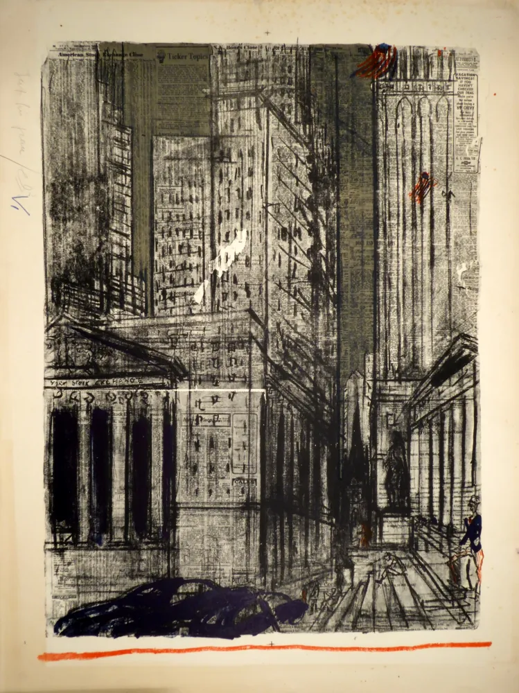 Lithografie Varlin (Guggenheim, Willy) - Wall-Street