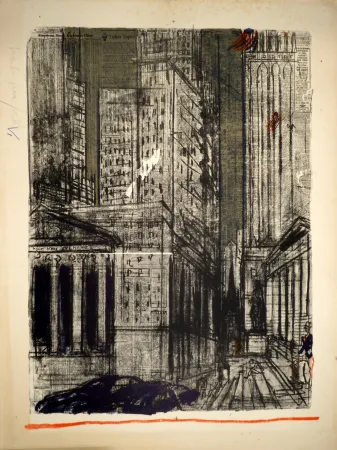 Lithografie Varlin (Guggenheim, Willy) - Wall-Street