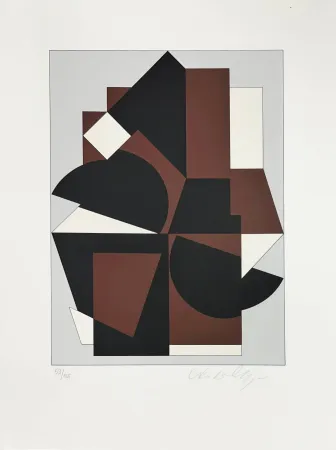 Zeefdruk Vasarely - Abstract composition 