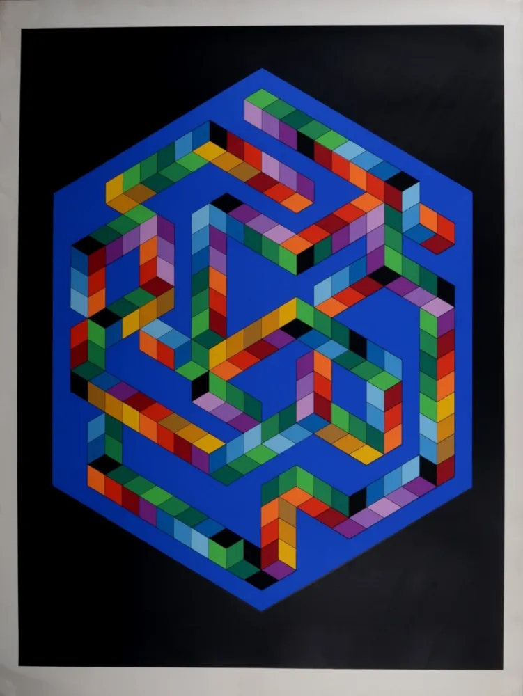 Zeefdruk Vasarely - Babel 3