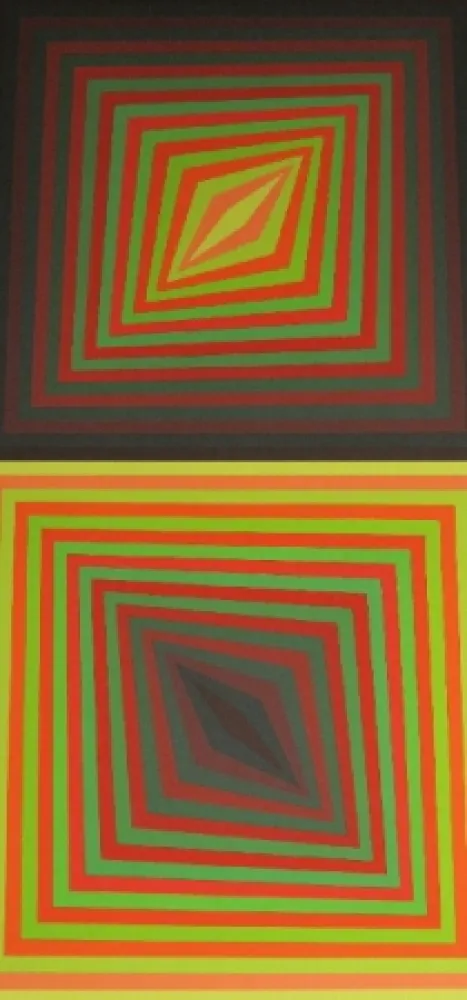 Zeefdruk Vasarely - Bi-Rhomb