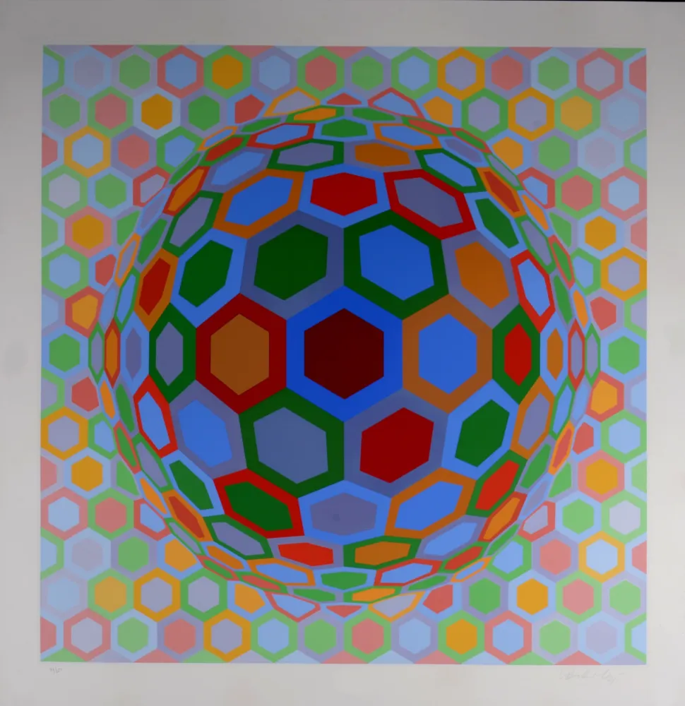 Zeefdruk Vasarely - Cheyt-MC3, 1974 - Hand-signed